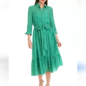 Taylor Green Gingham Striped Dress